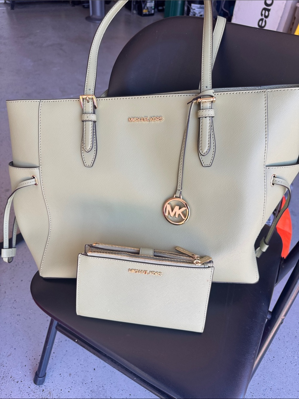 Michael Kors Mint Green Saffiano Leather Tote with Wallet
